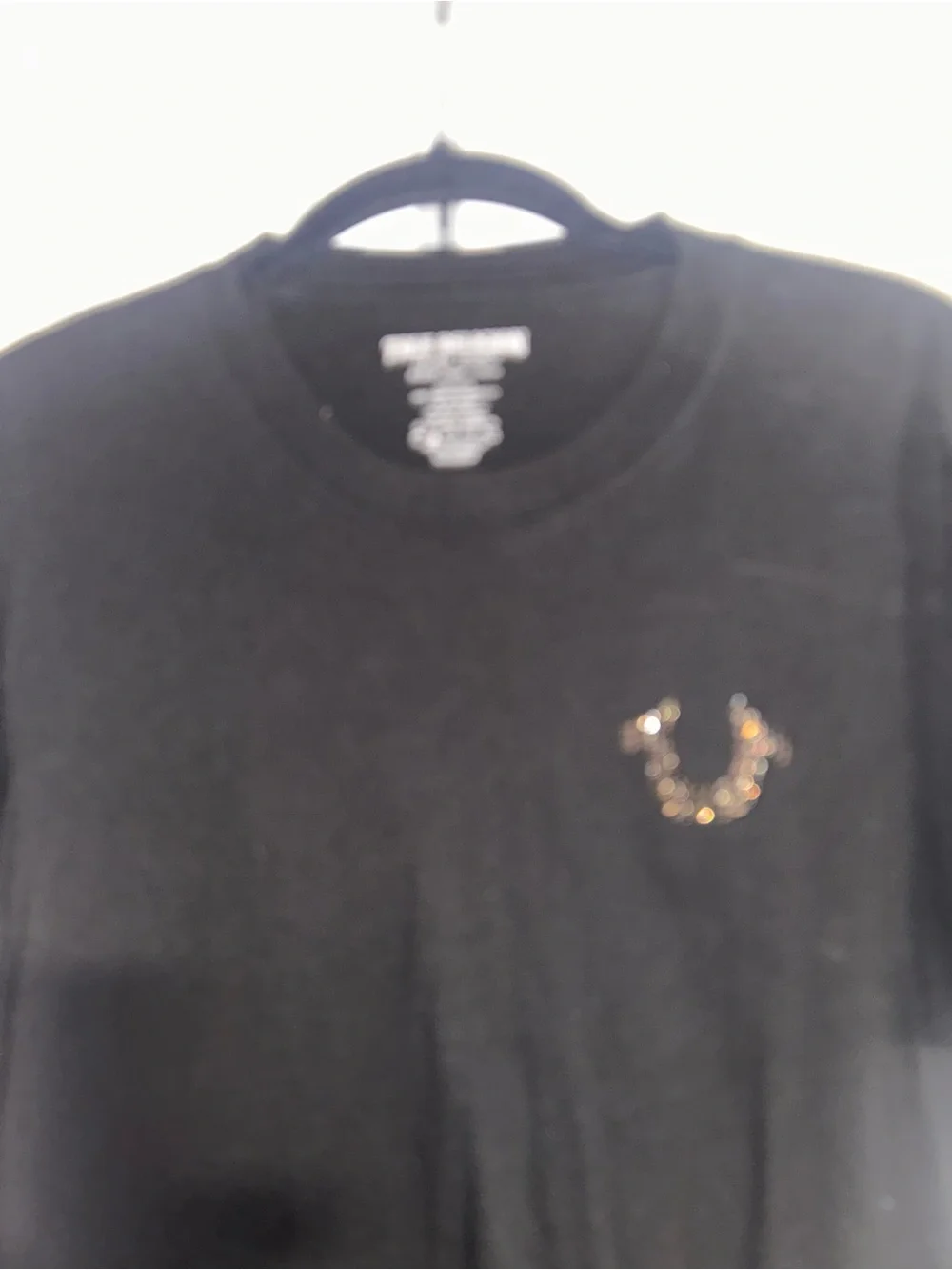 True Religion Black Short-Sleeve Tee with Rhinestone Horseshoe